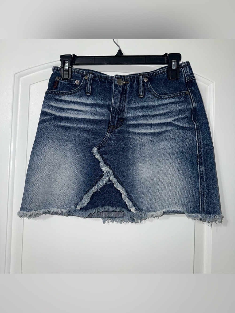 Vintage Mudd Skirt Women 3 Juniors Blue Denim Mini Raw Hem Casual Preppy Y2K